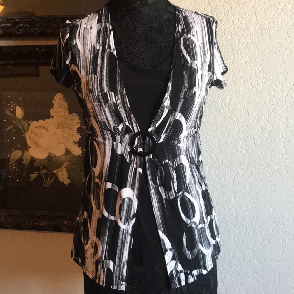 Black and white blouse